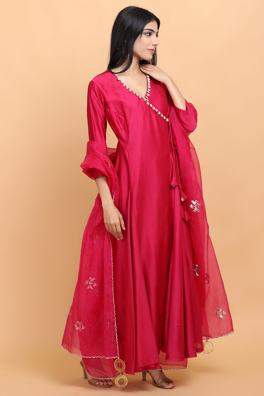 Pink Angrakha Suit Set - Auraya Fashion -  - #tag1# - #tag2# - #tag3# - #tag3#