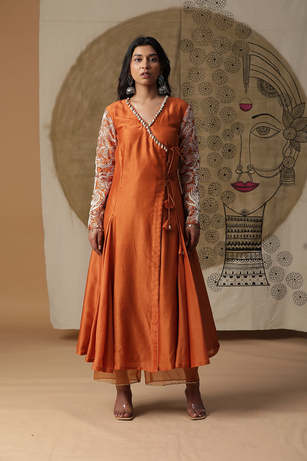 Burnt Orange Angrakha Set - Auraya Fashion - Arpita Sulakshana - #tag1# - #tag2# - #tag3# - #tag3#