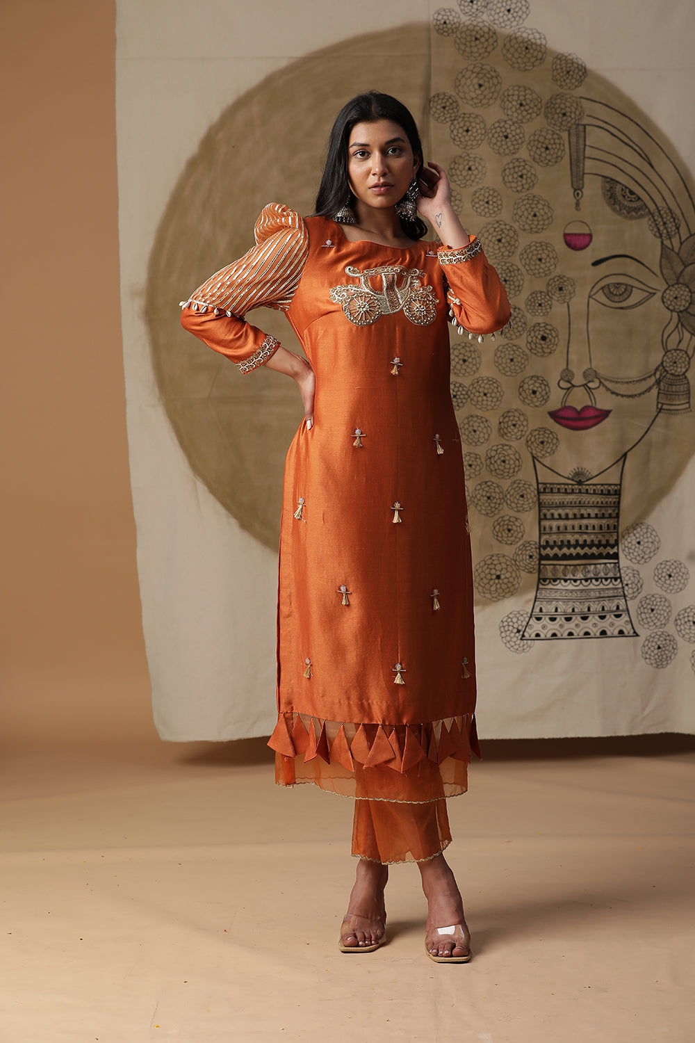Burnt Orange Palki Suit Set - Auraya Fashion - Arpita Sulakshana - #tag1# - #tag2# - #tag3# - #tag3#