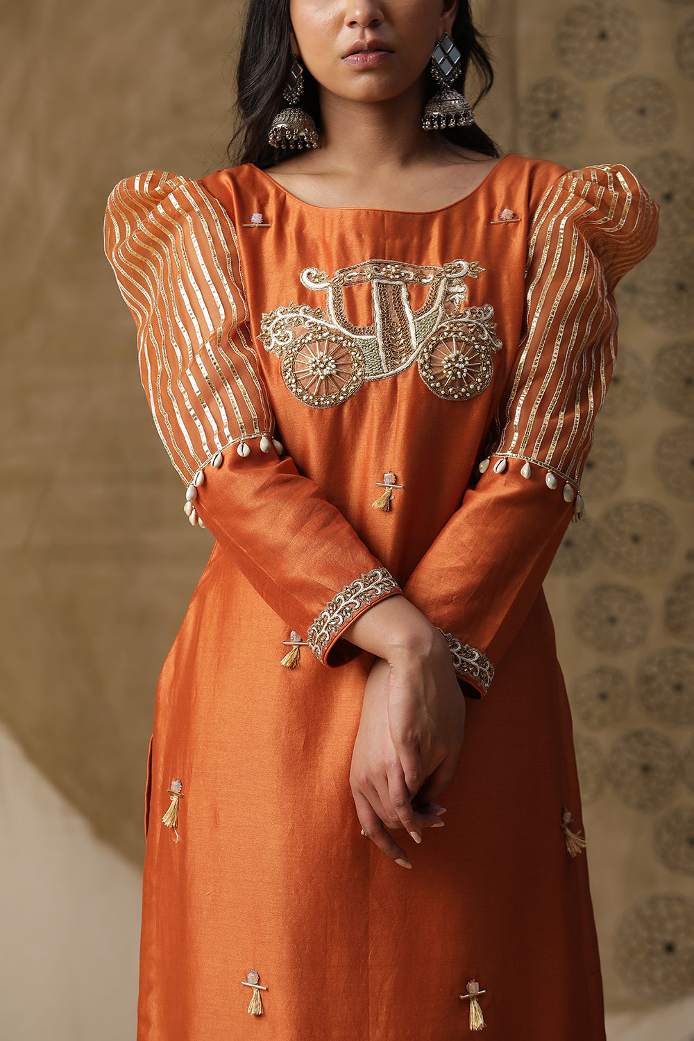 Burnt Orange Palki Suit Set - Auraya Fashion -  - #tag1# - #tag2# - #tag3# - #tag3#