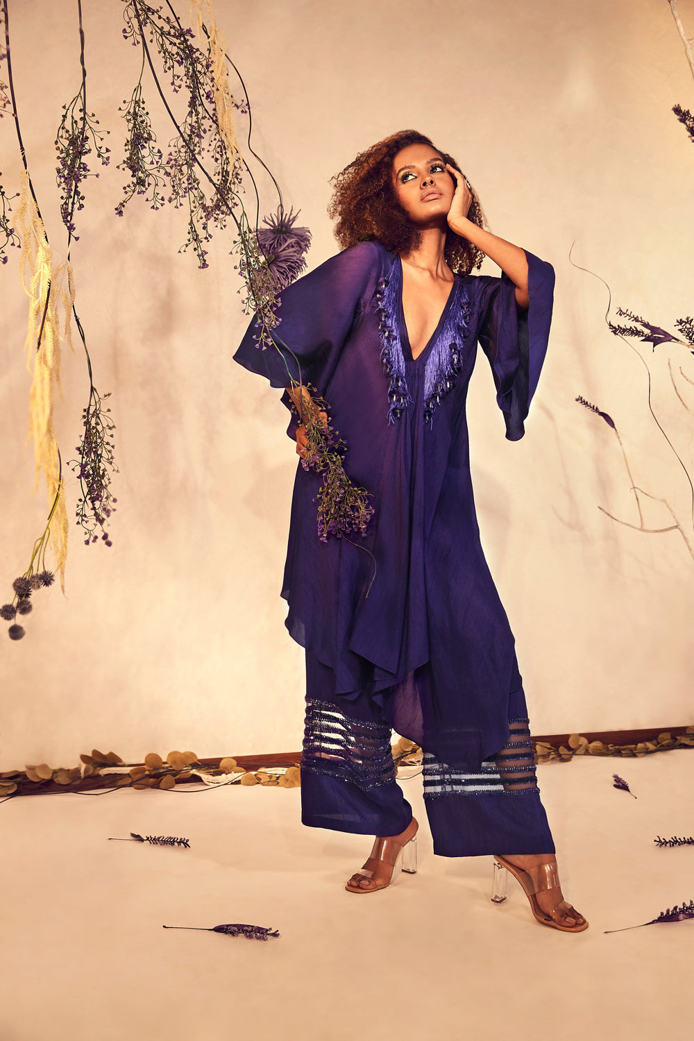 Purple Ultra Violet Asymmetric A-line Co-Ord Set