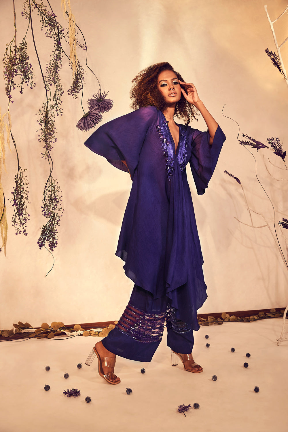 Purple Ultra Violet Asymmetric A-line Co-Ord Set