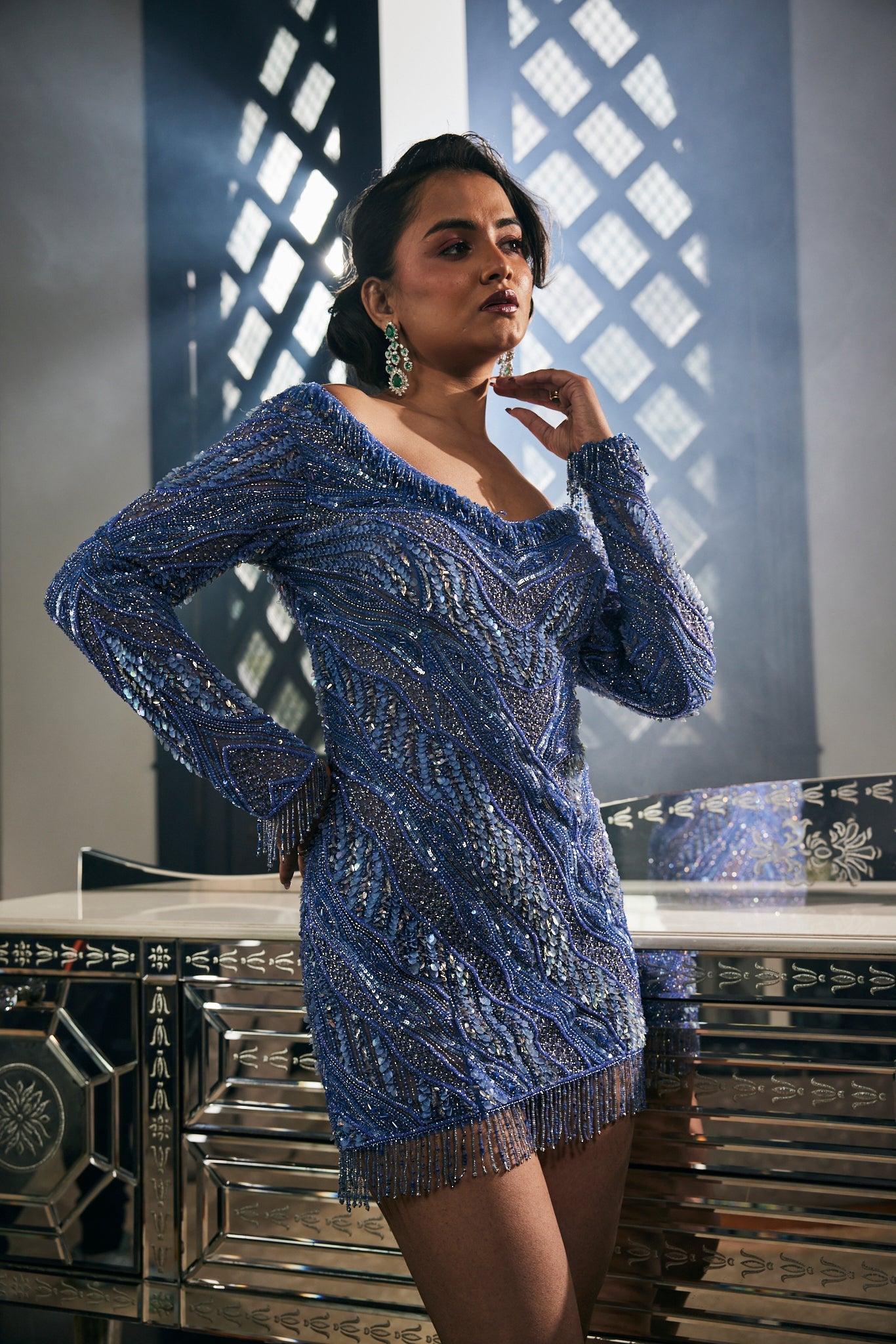 CY Amit GT Ligne Enchnatee Embroidered Dress Closeup 2