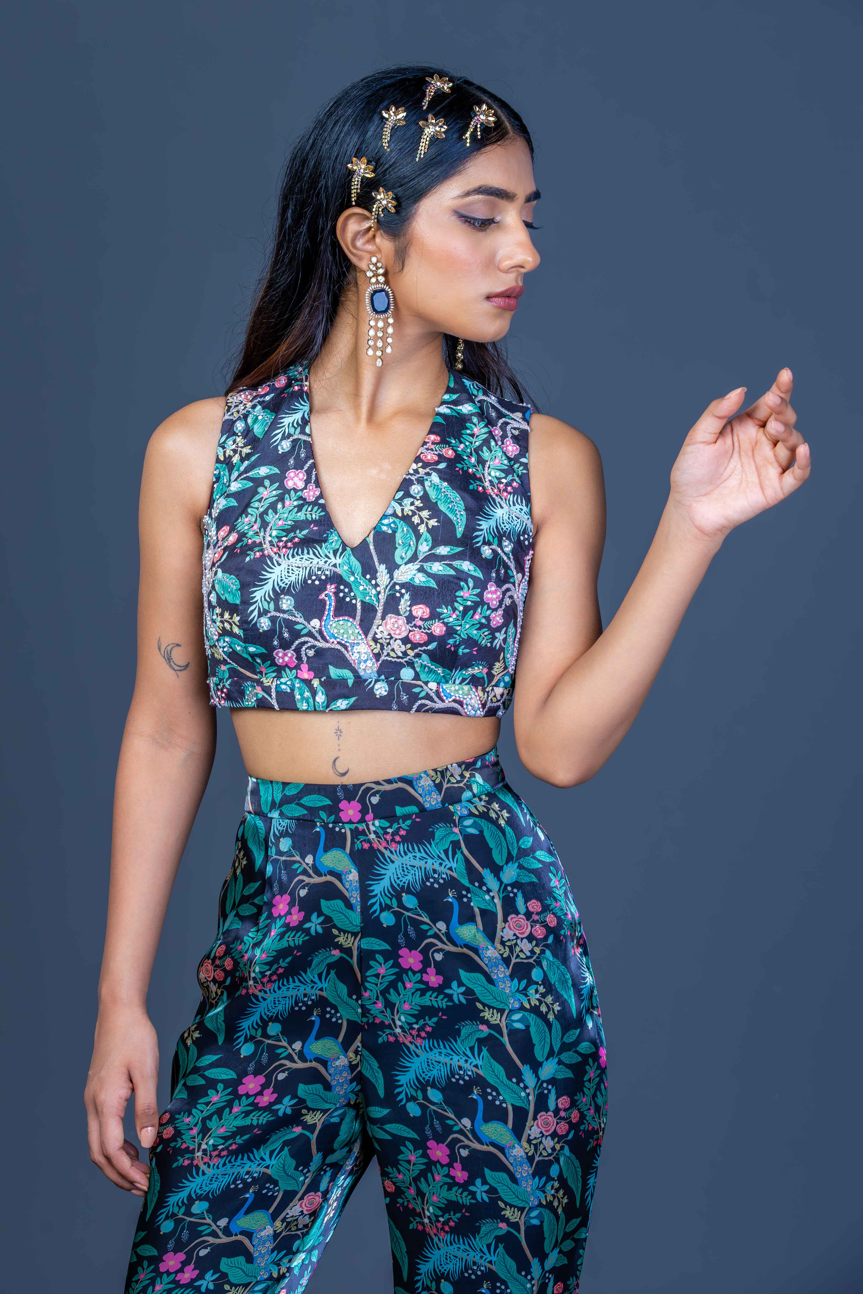 Midnight Peacock Charm Coord Set