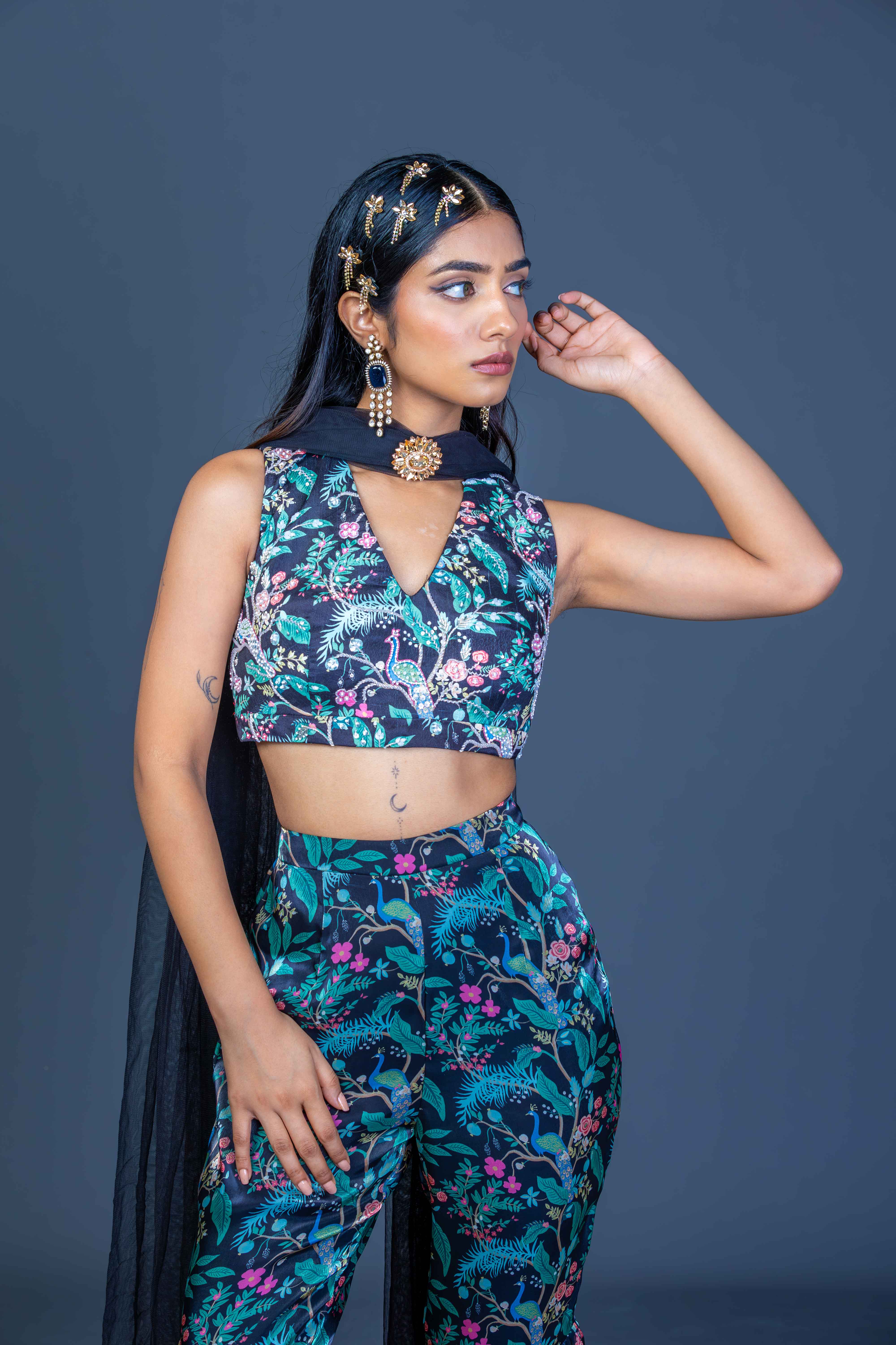 Midnight Peacock Charm Coord Set