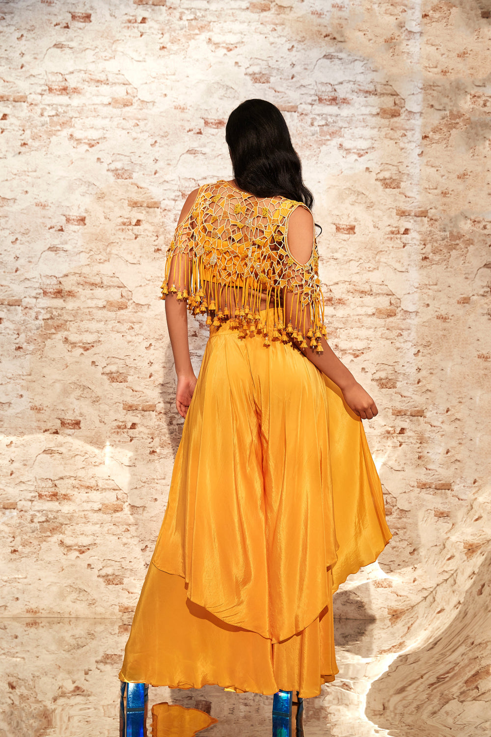 Yellow Co-Ord Set with Cape