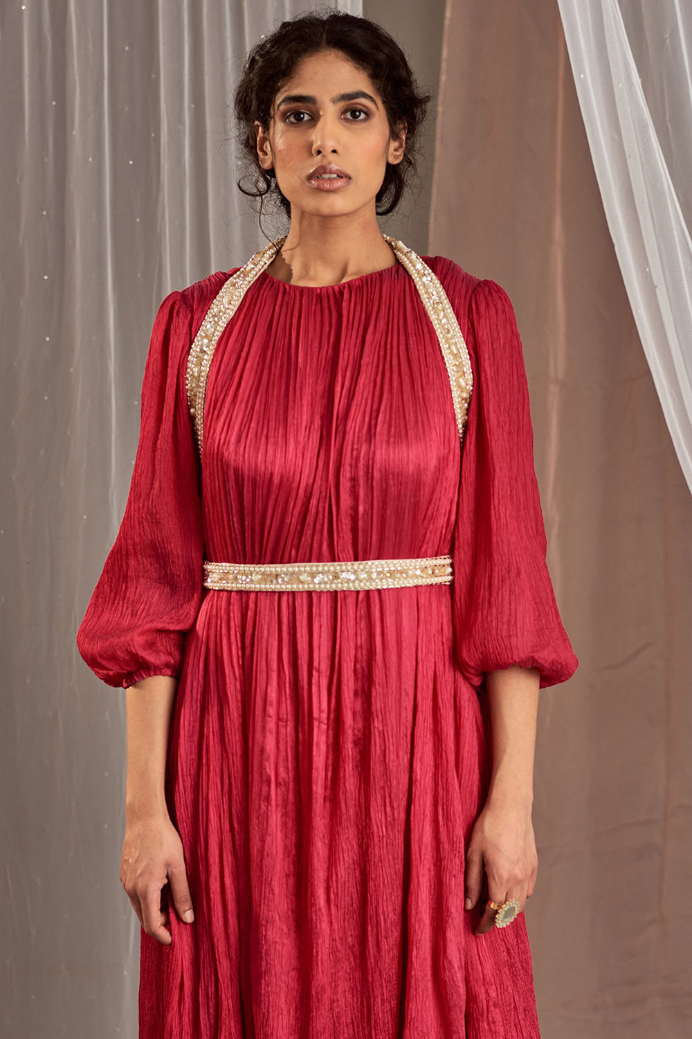 Crinkle Silk Hot Pink Dress - Auraya Fashion -  - #tag1# - #tag2# - #tag3# - #tag3#