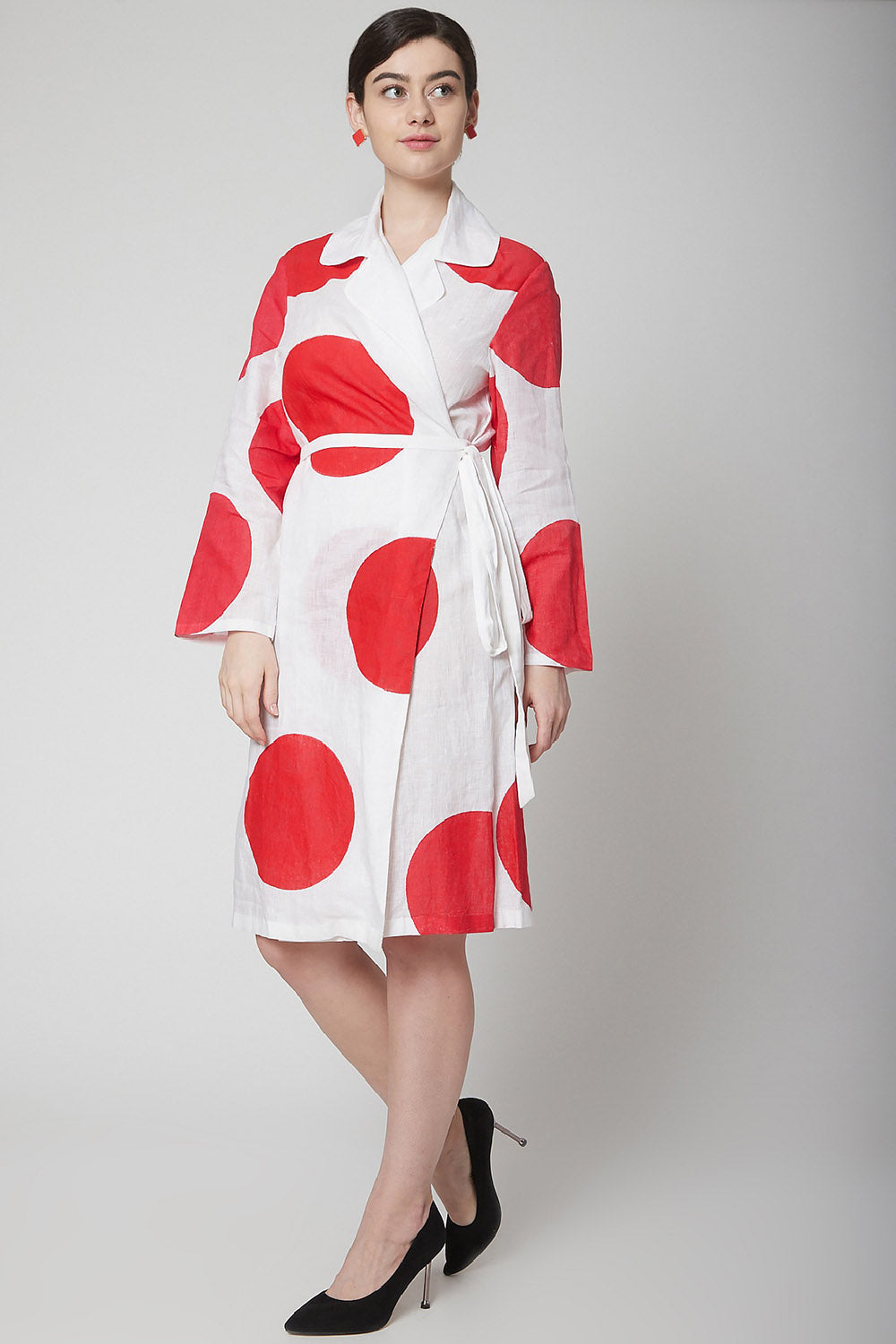 Polka Dot White Wrap Dress - Auraya Fashion - Nidhika Shekhar - #tag1# - #tag2# - #tag3# - #tag3#