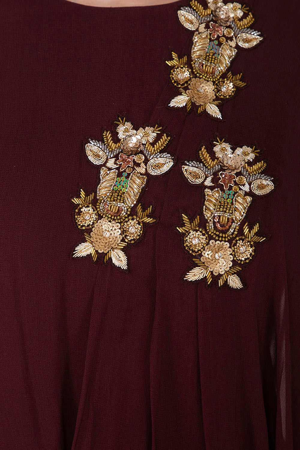Embroidered Maroon Jumpsuit - Auraya Fashion - Nidhika Shekhar - #tag1# - #tag2# - #tag3# - #tag3#