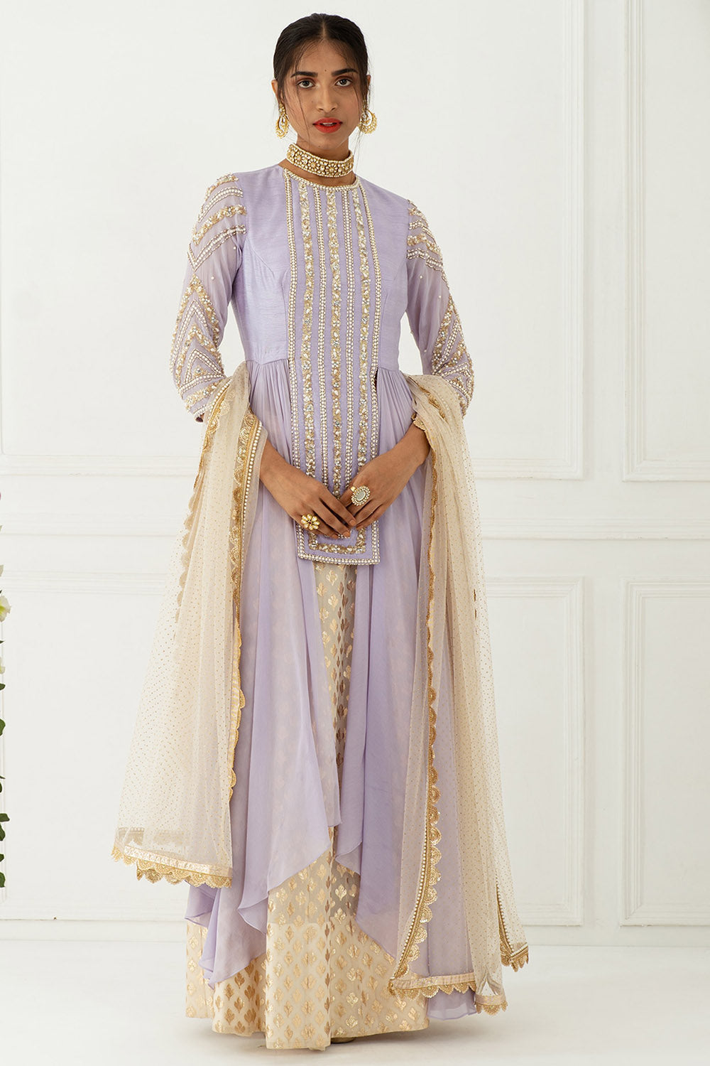 Hand Embroidered Lilac Kurta Set - Auraya Fashion - Nidhika Shekhar - #tag1# - #tag2# - #tag3# - #tag3#