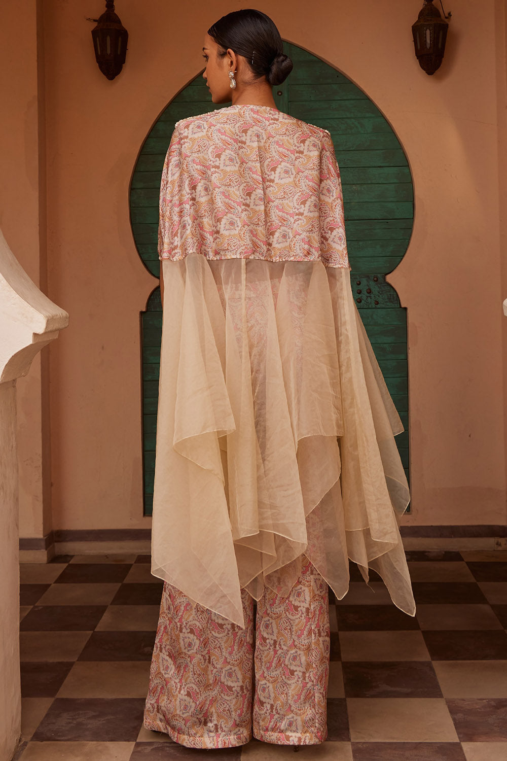 Modal Beige Asymmetric Draped Kurta Set - Auraya Fashion -  - #tag1# - #tag2# - #tag3# - #tag3#