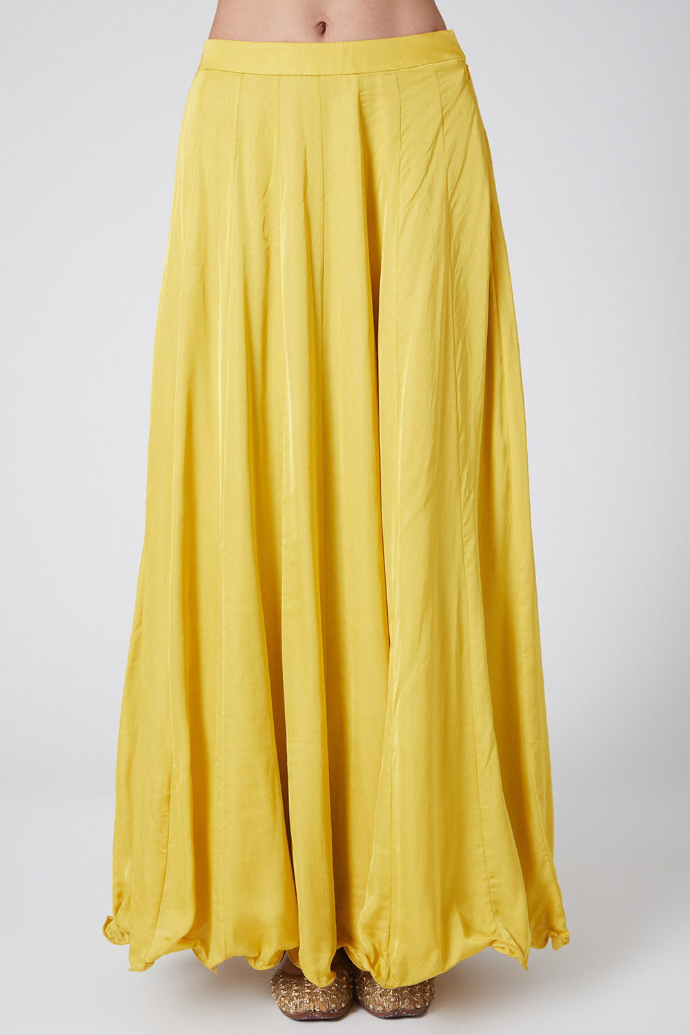 Ruffled Yellow Draped Saree With Embroidered Blouse - Auraya Fashion -  - #tag1# - #tag2# - #tag3# - #tag3#