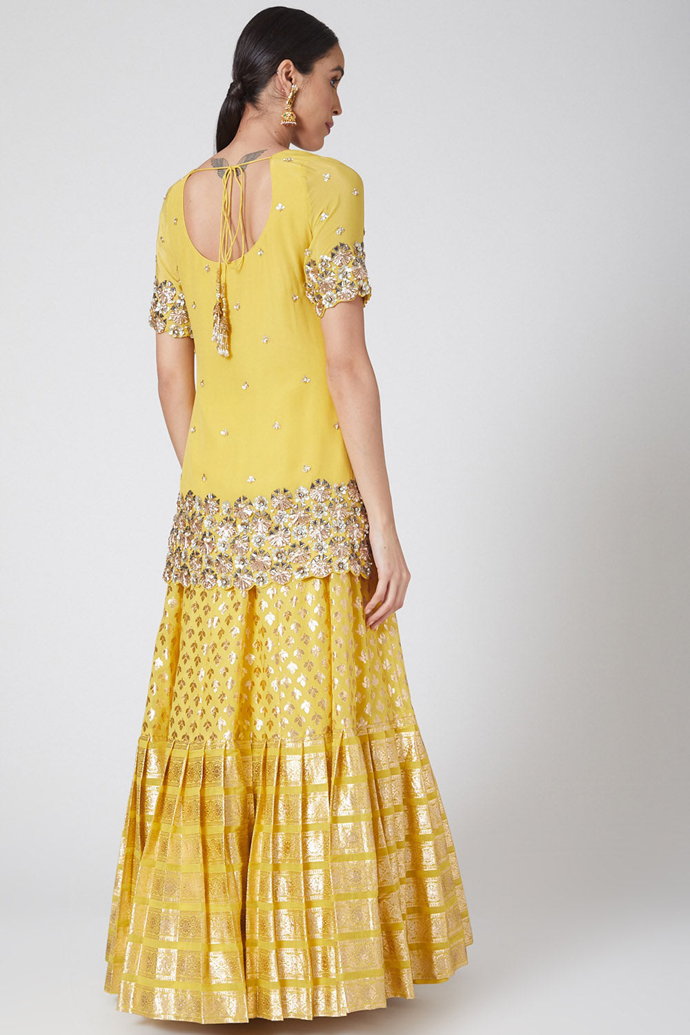 Embroidered Yellow Lehenga Set - Auraya Fashion -  - #tag1# - #tag2# - #tag3# - #tag3#