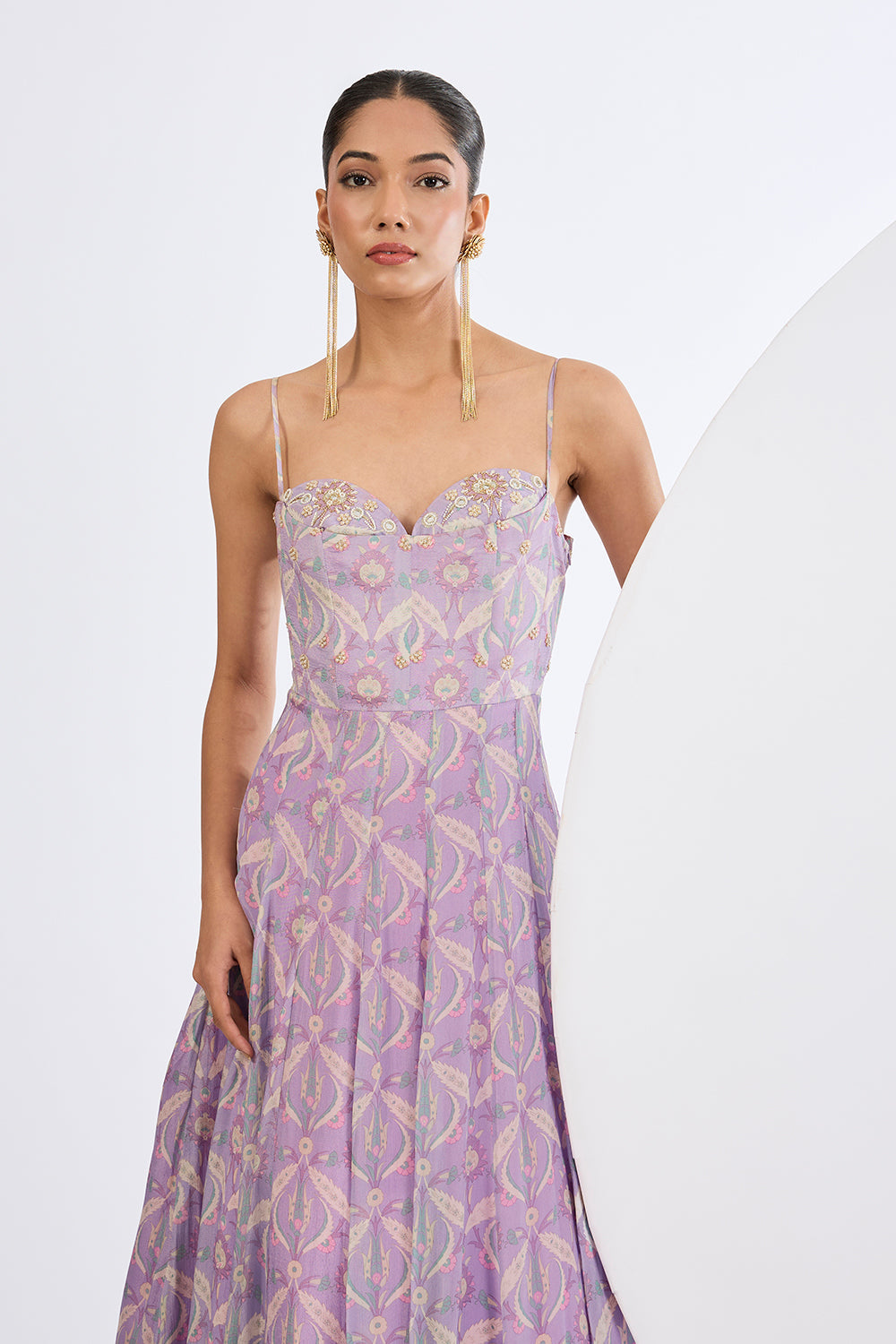 Printed Chinon Chiffon Ivory Lehenga Set with Viscose Chinon  Dupatta