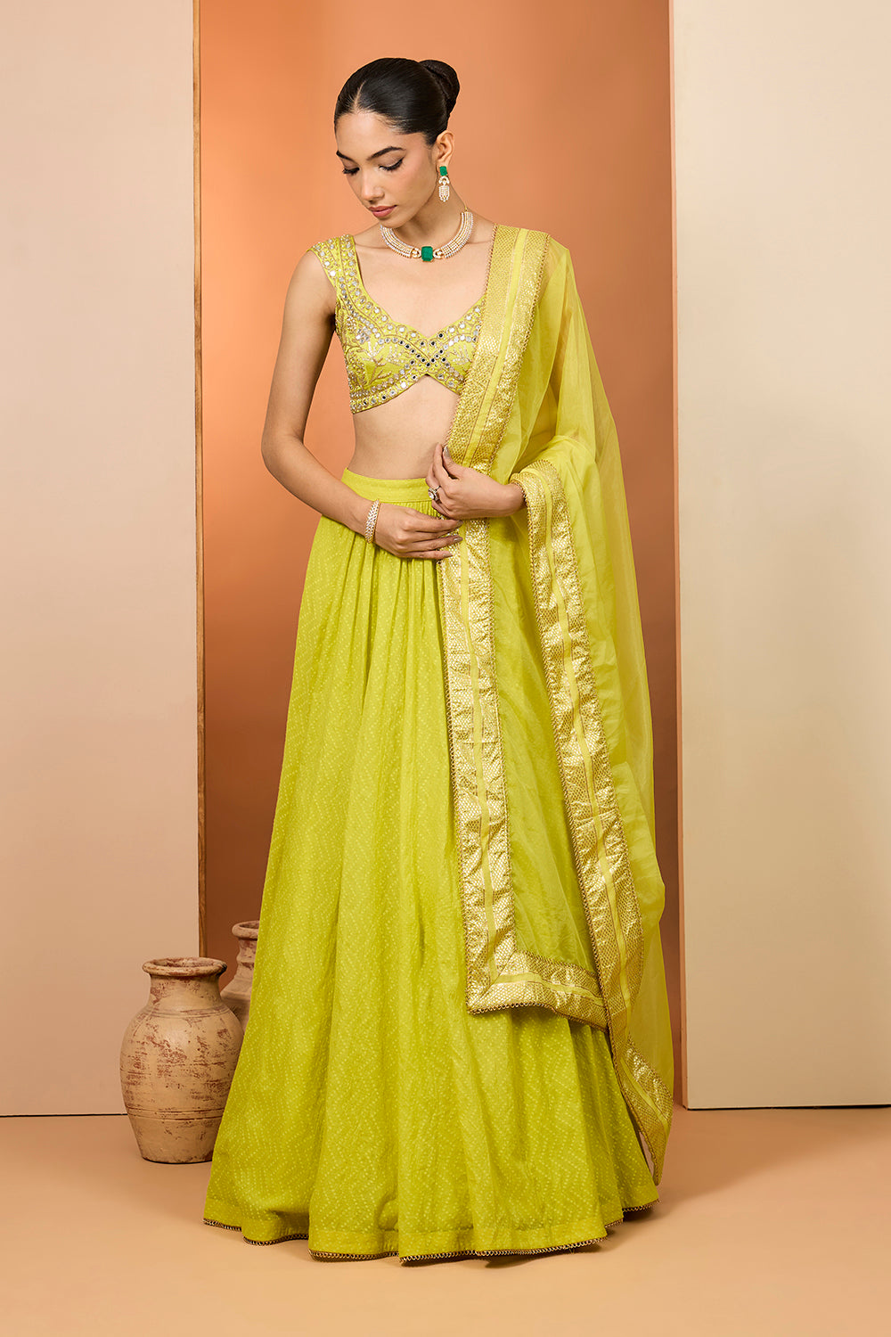 Olive Yellow Lehenga Set