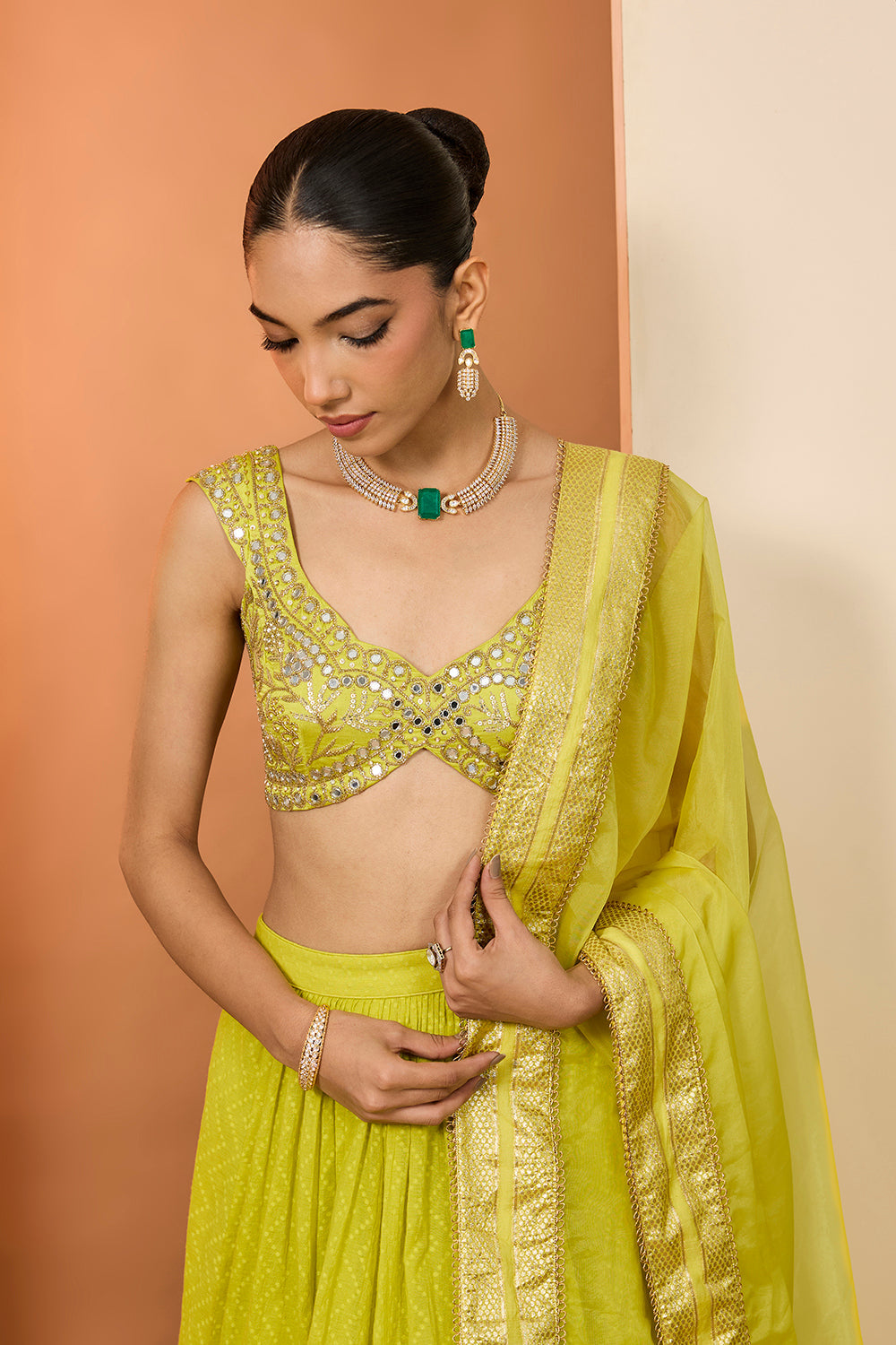 Olive Yellow Lehenga Set