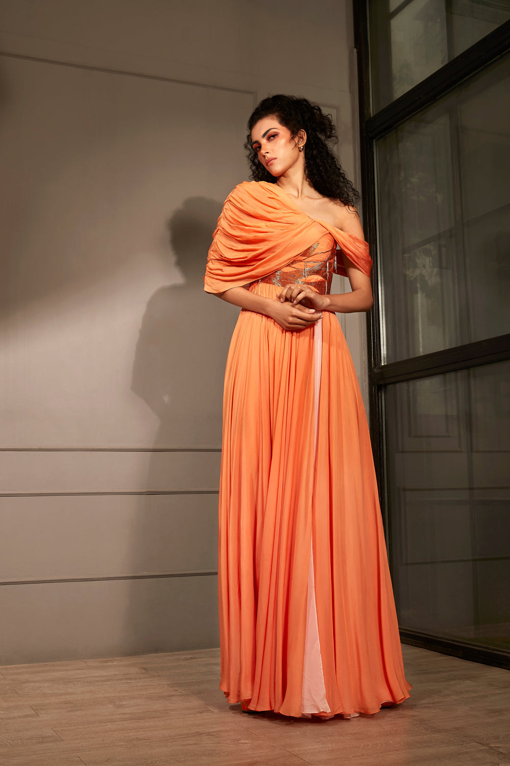 Orange Slit Gown