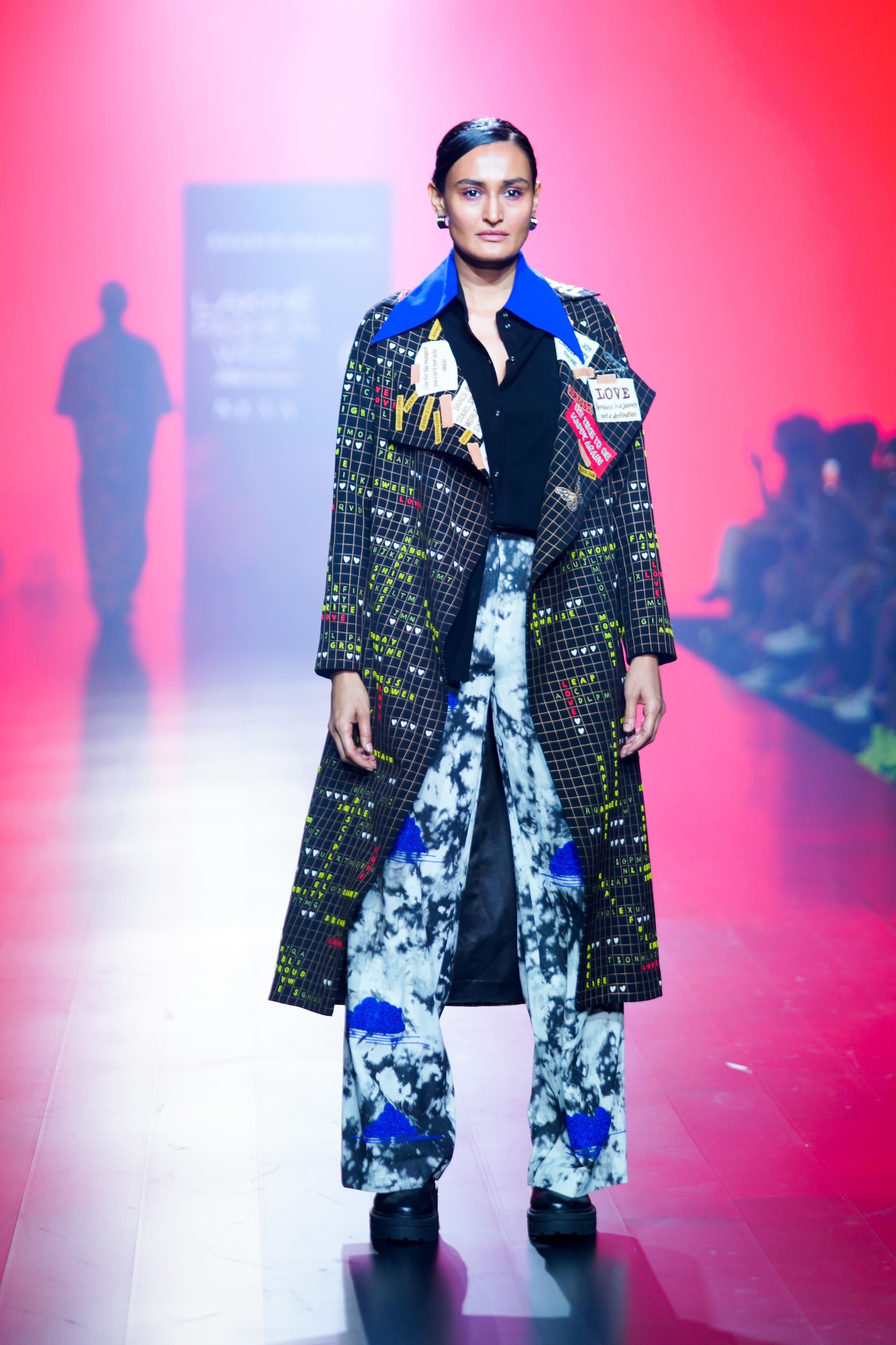 Crossword Long Wrap Coat With Buckle Belt, Cloud Wash Pants And Shirt