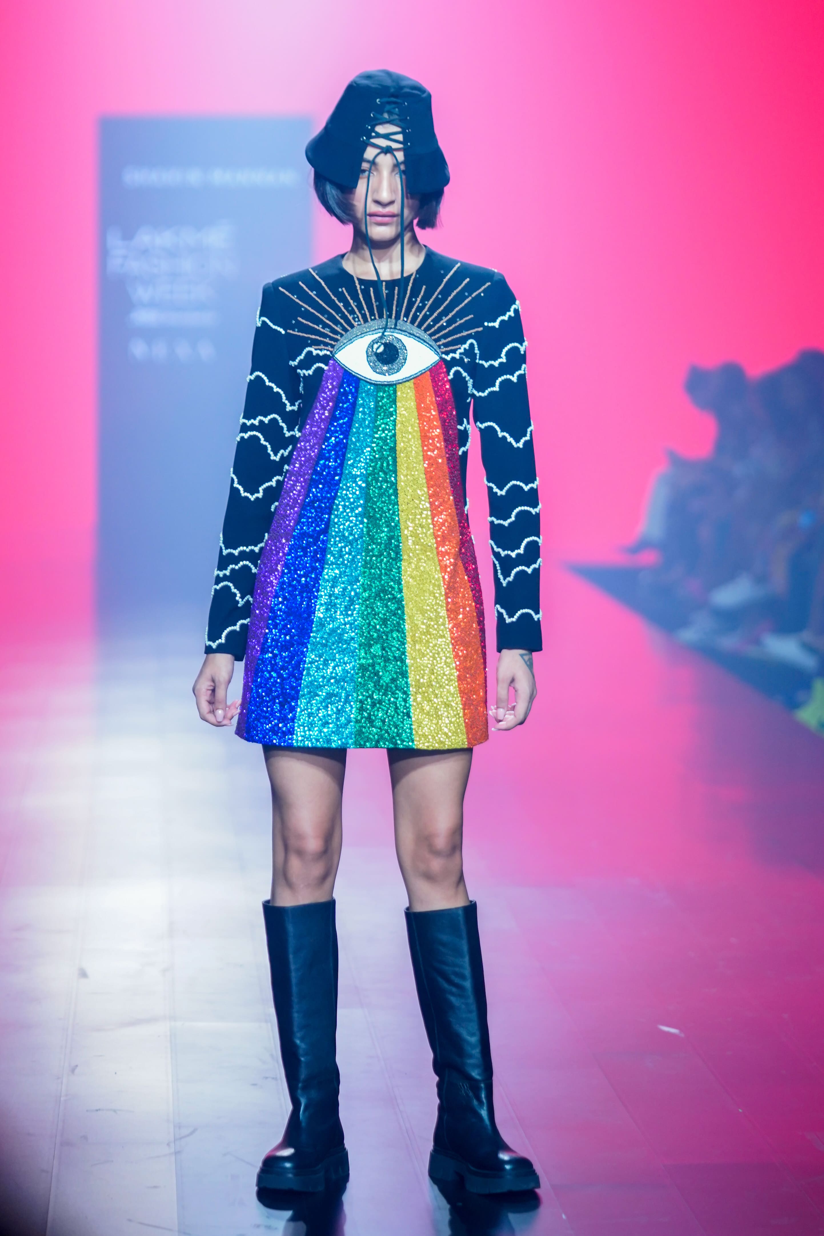 Hat Of "(Clouds And Eye Rainbow Mini Dress)"