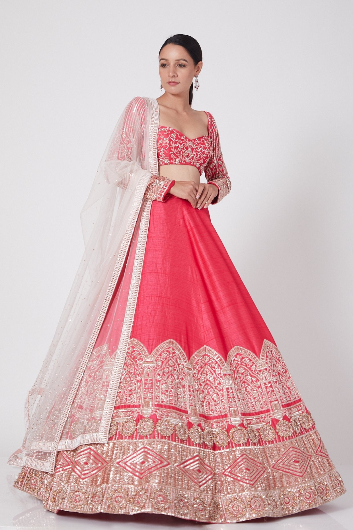 Pink Peacock Couture - Pink Hand Embroidered Lehenga Set