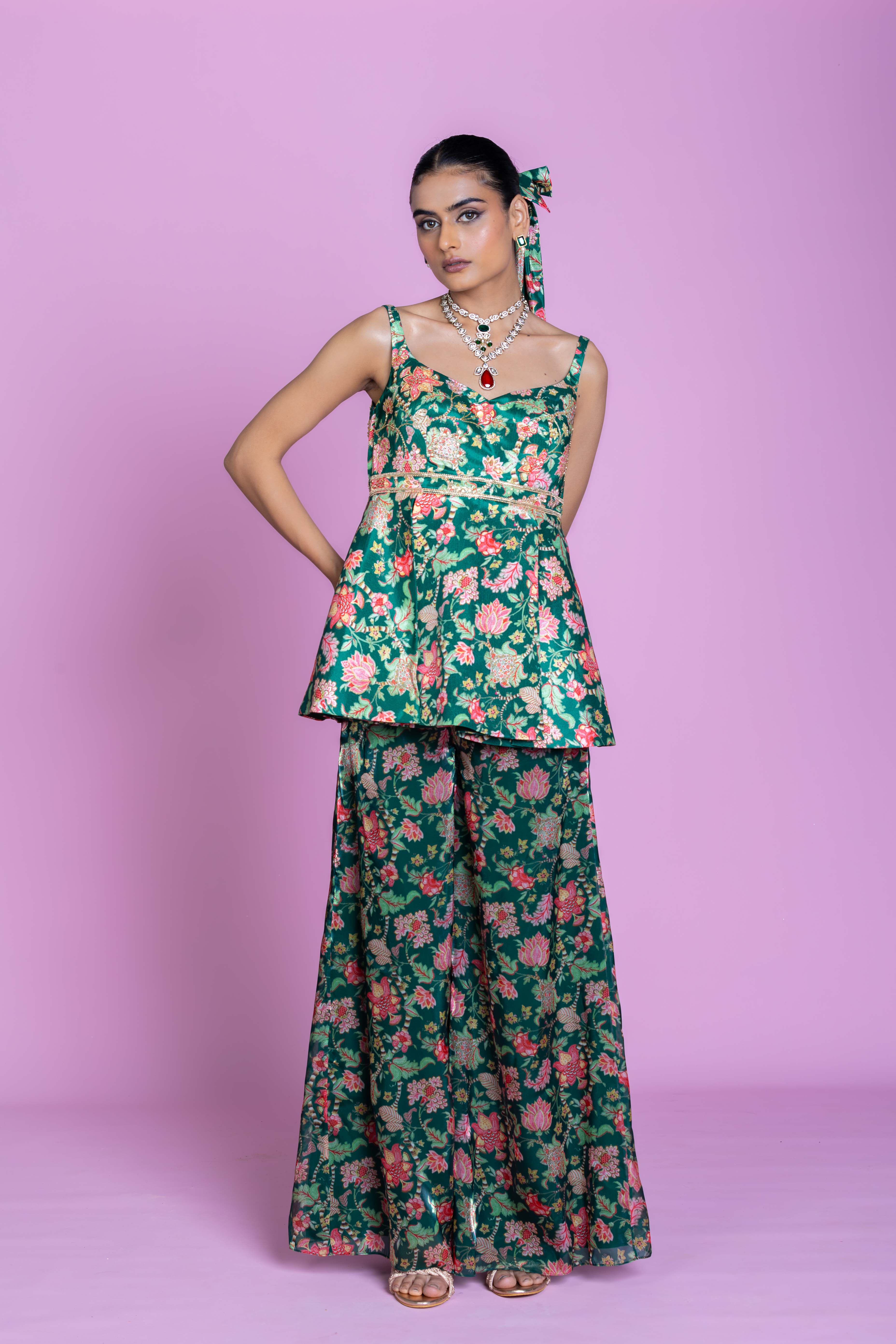 Peplum palms Palazzo set