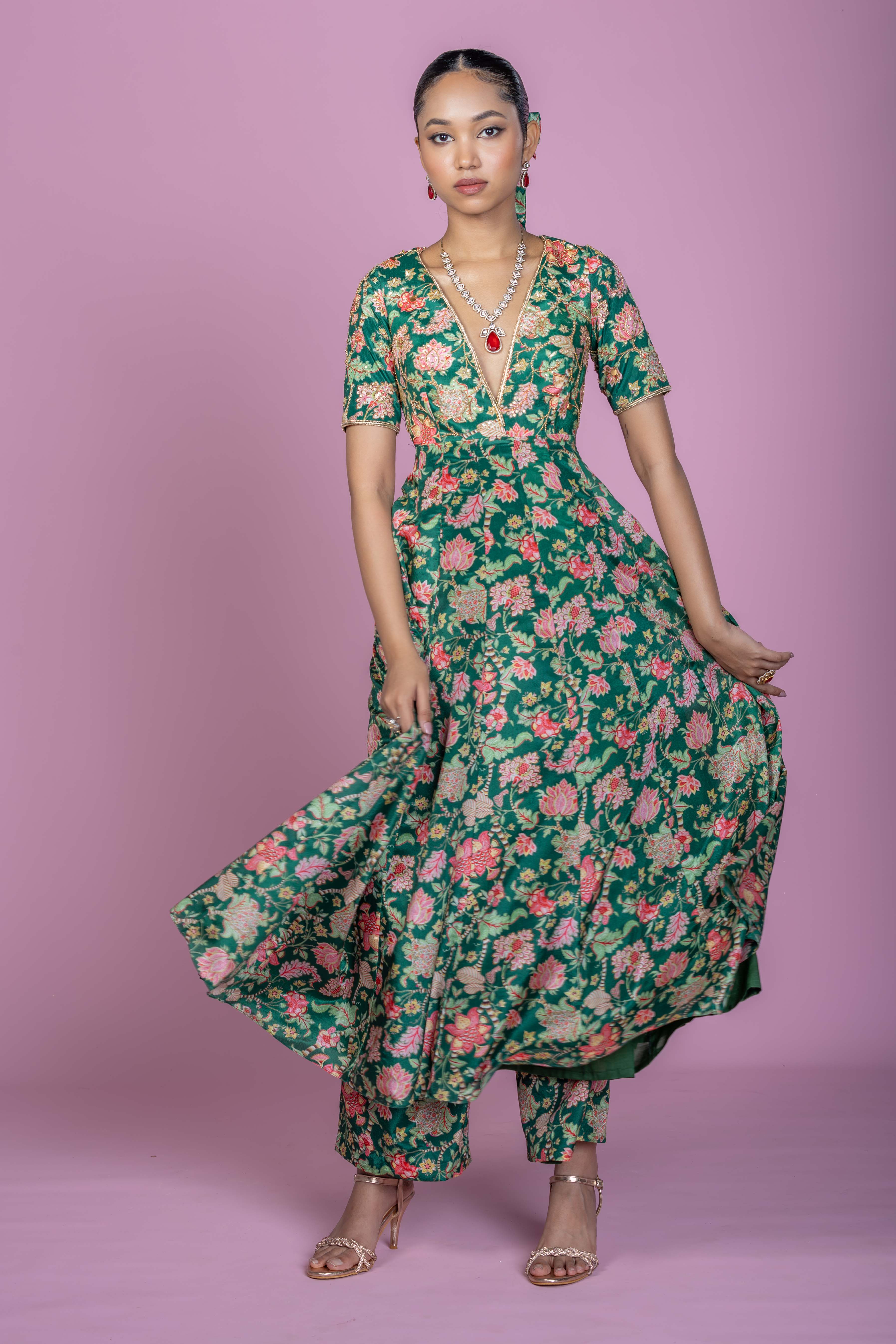 Peppy Panna Anarkali gown set