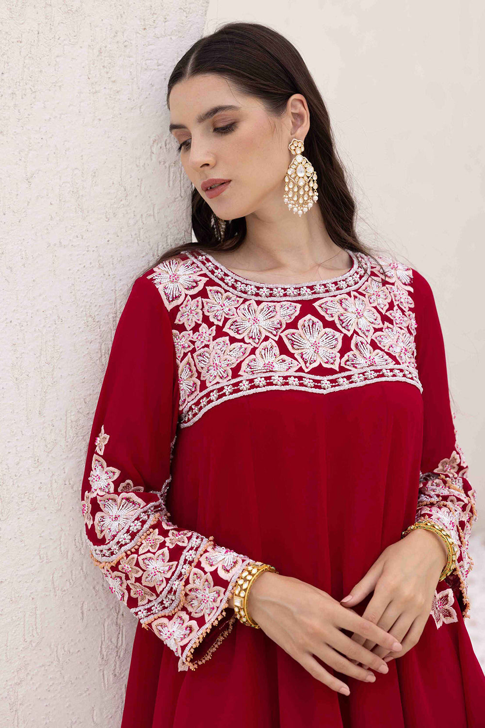 Phool Peplum Short Kurta With Sharara