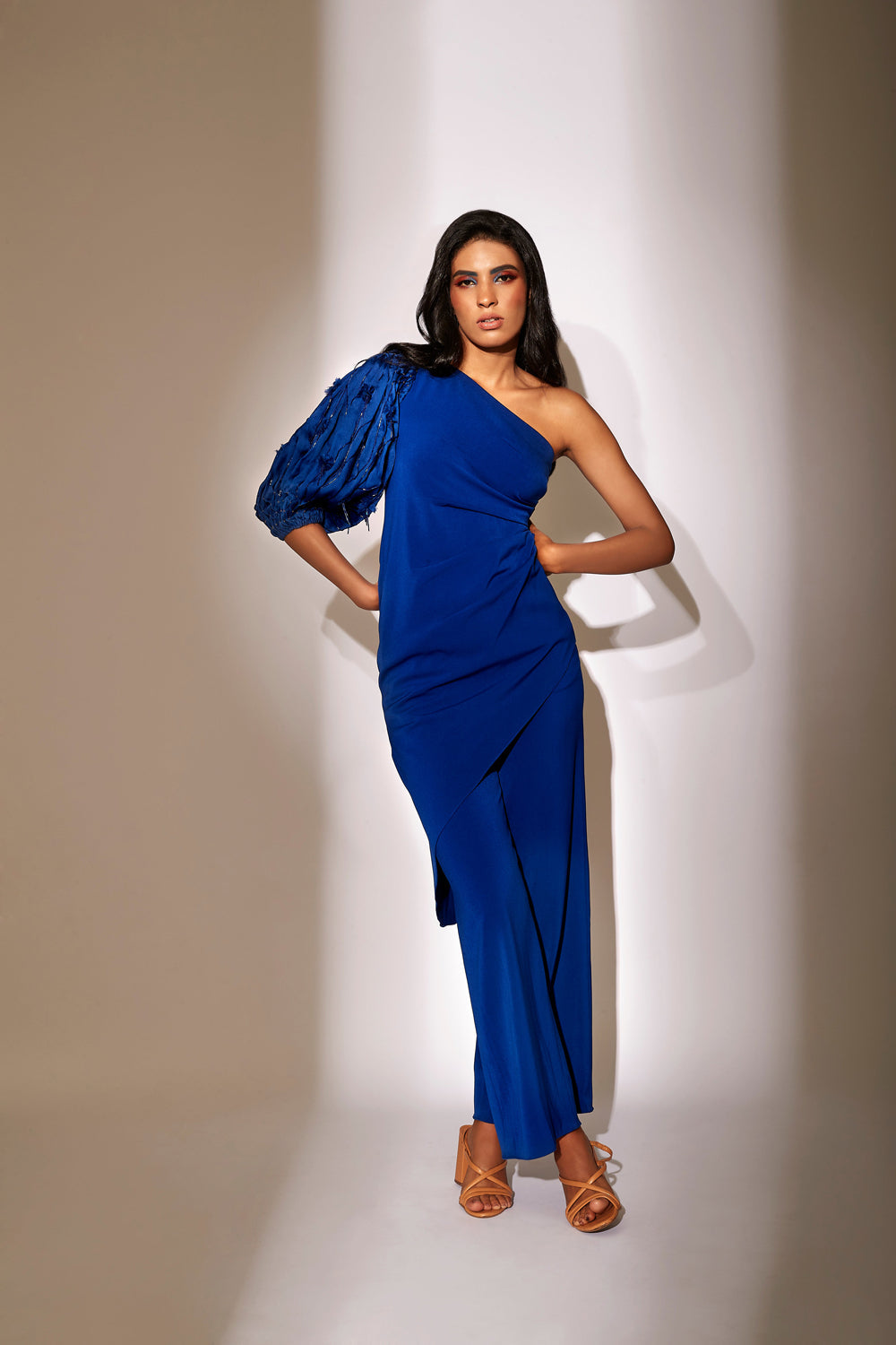 Blue One Shoulder Co-Ord Set