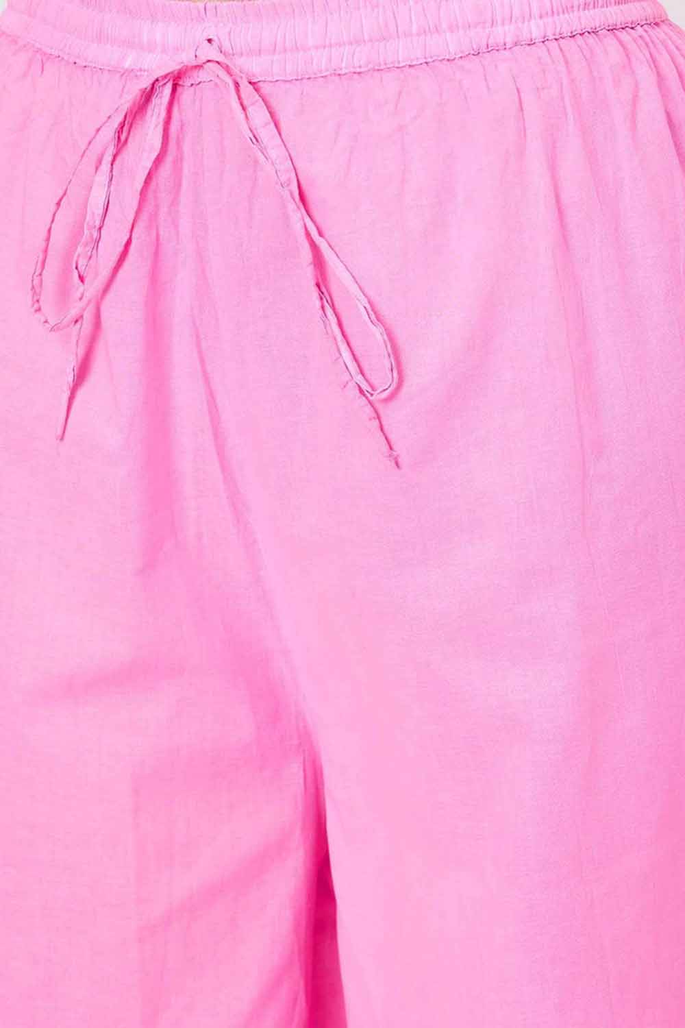Pink Chikankari Kurta Set with Sharara - Elegant Cotton 2-Piece Outfit