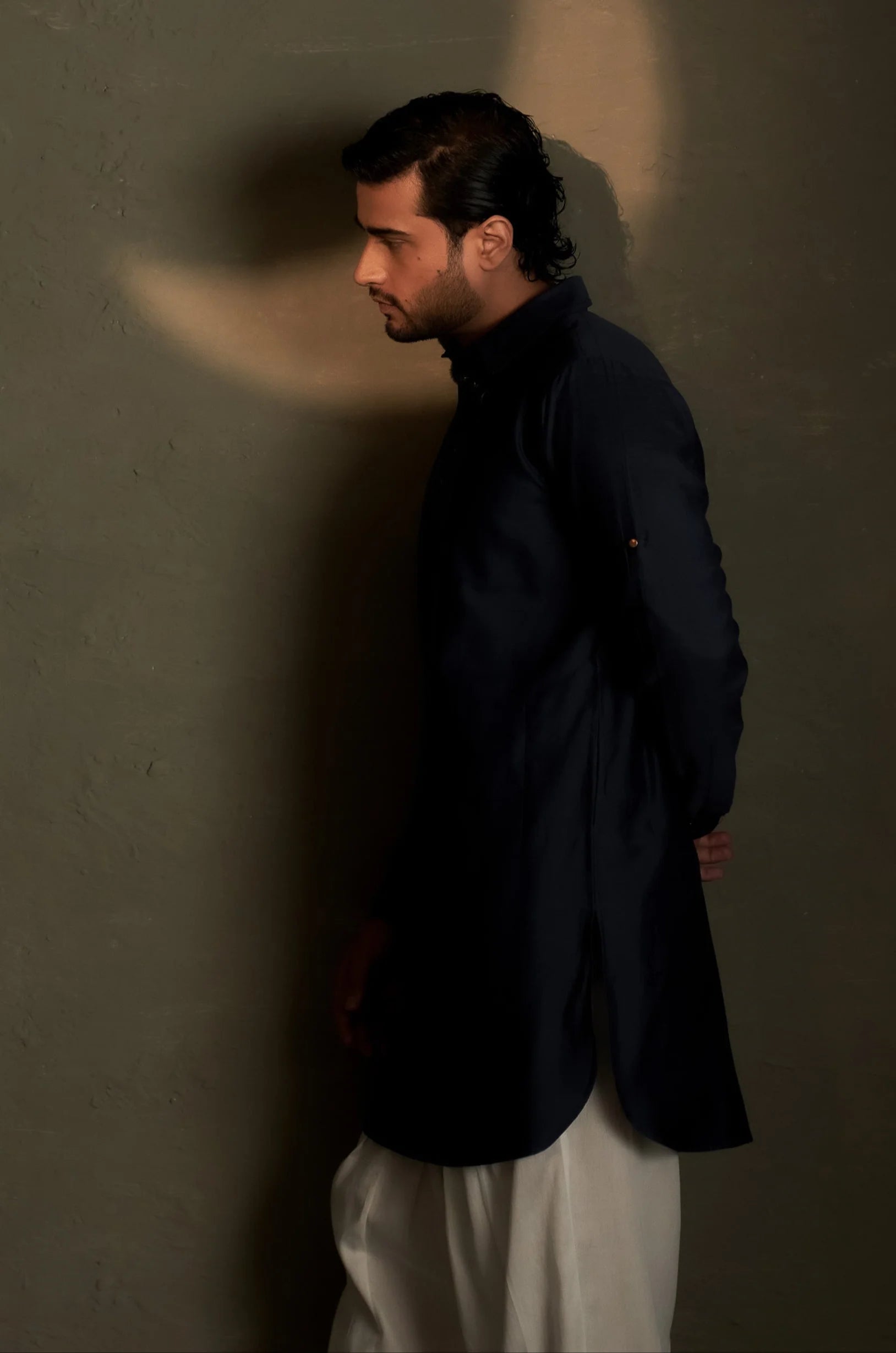Blue Dusk Pathani Kurta with Long Jacket