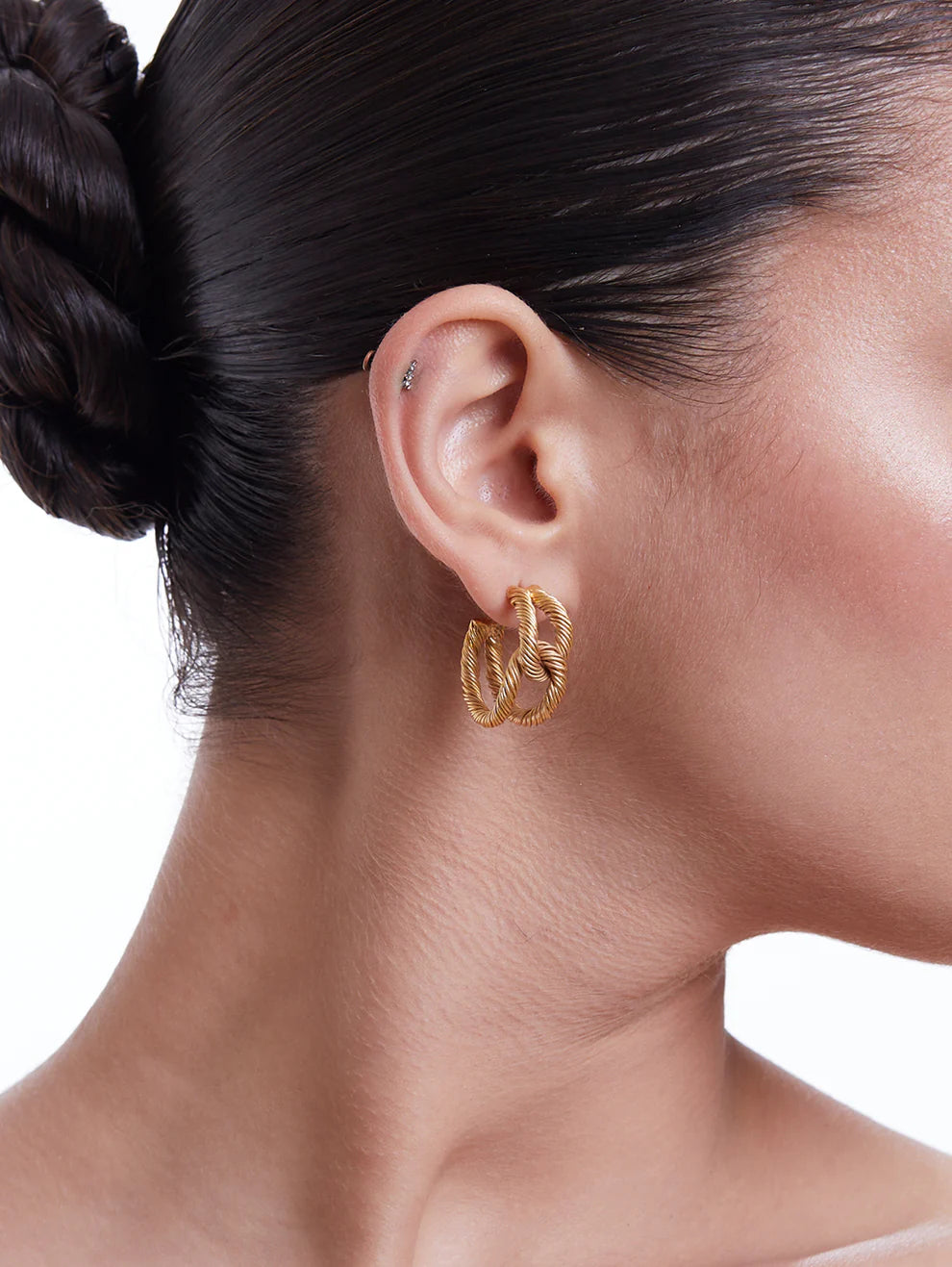 Golden Threaded Circular Hoops