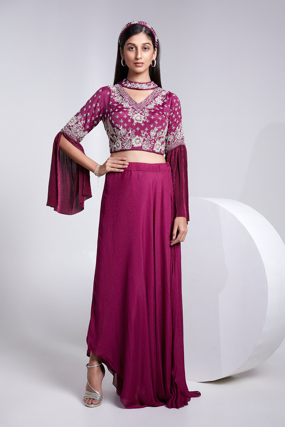 Fusion Crop Top And Drape Skirt