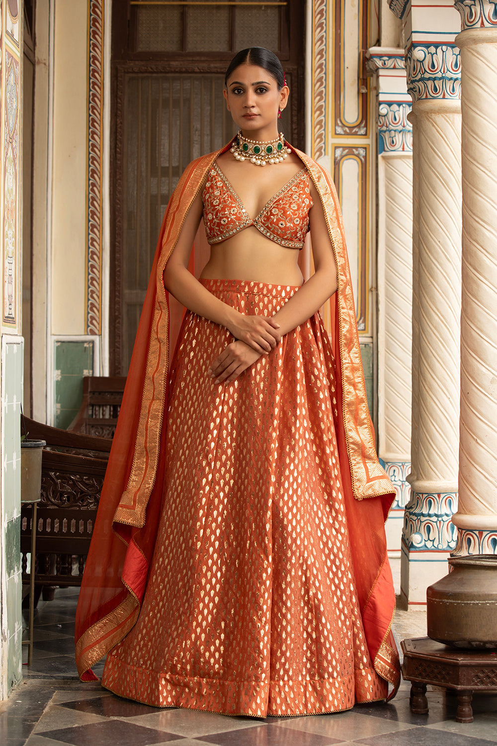 Rust Lehenga Set