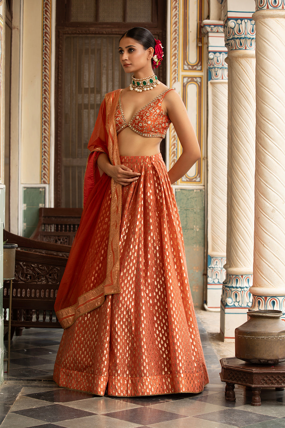 Rust Lehenga Set
