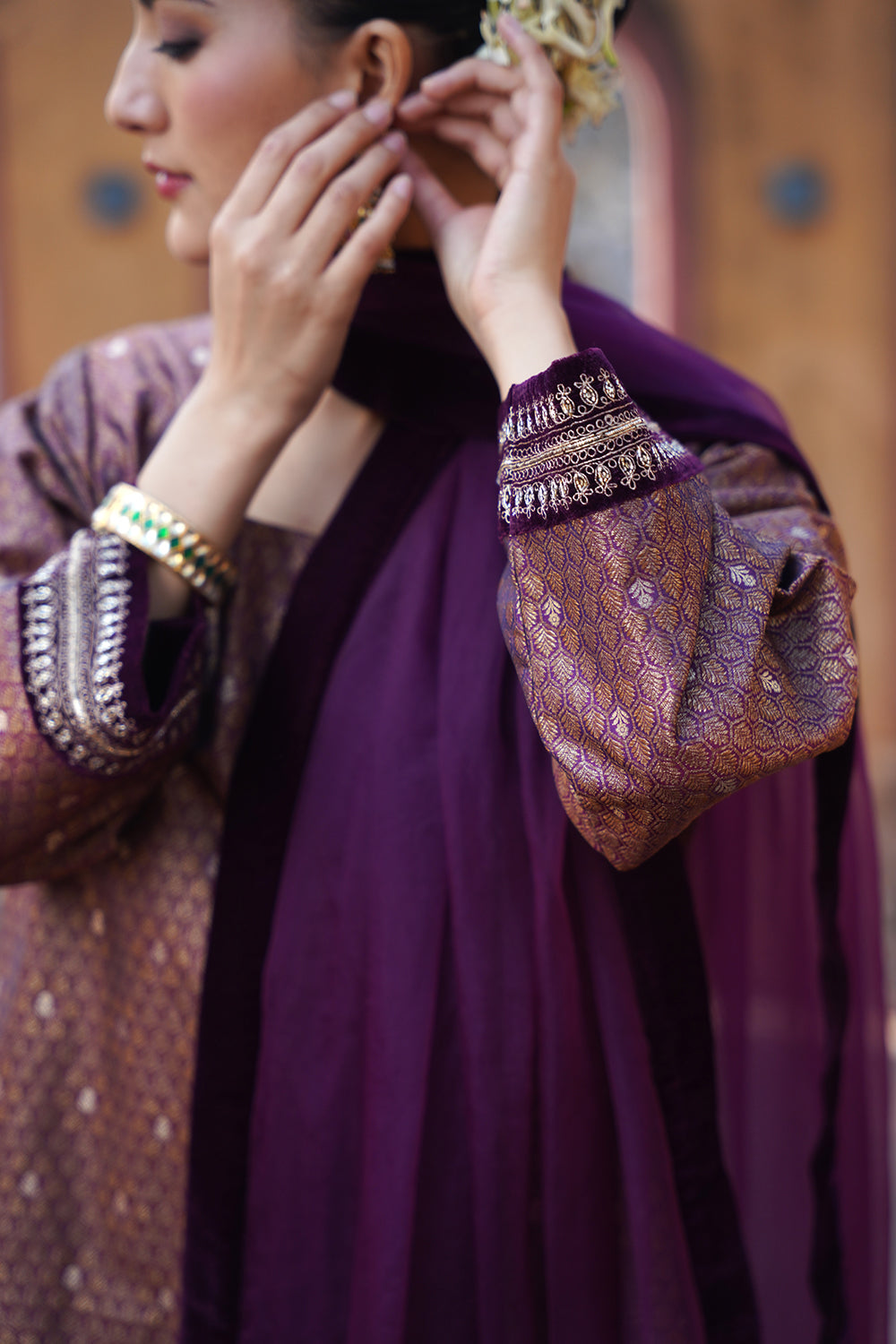 Nur Brocade Suit Set - Purple