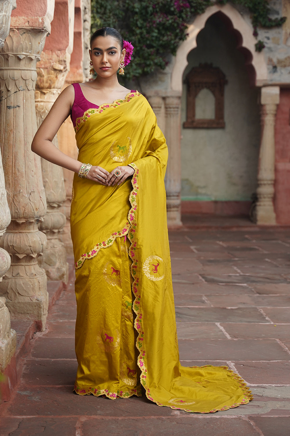 Mahira Banarasi Saree - Mustard
