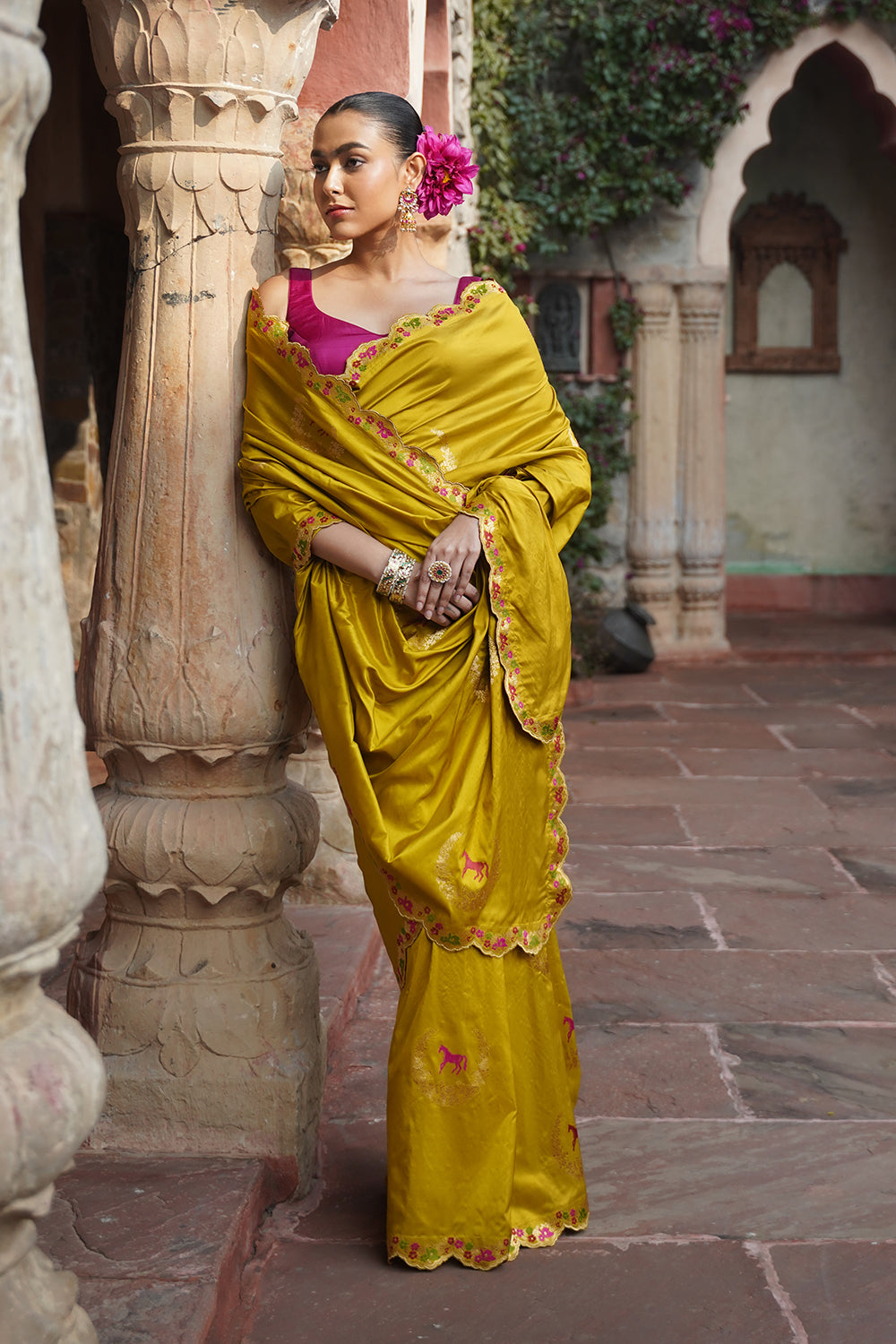 Mahira Banarasi Saree - Mustard