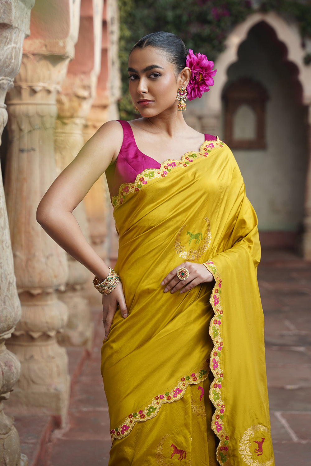 Mahira Banarasi Saree - Mustard