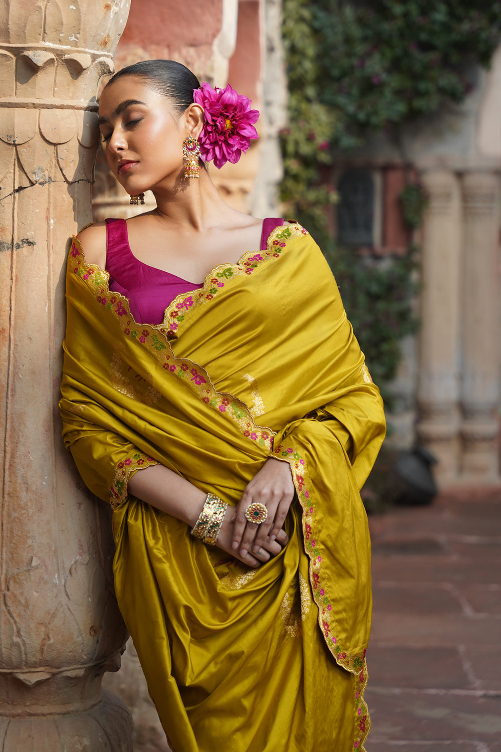 Mahira Banarasi Saree - Mustard