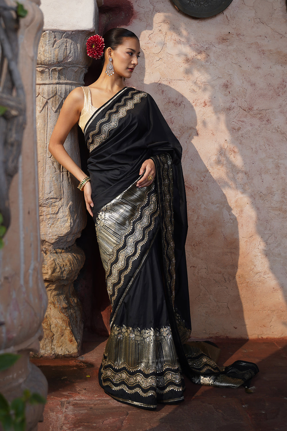 Keira Banarasi Saree - Black