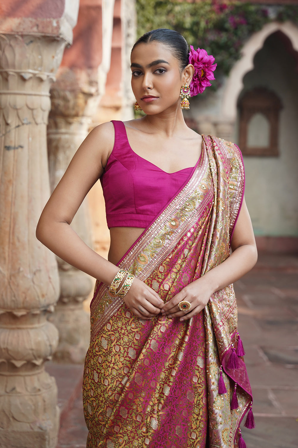 Meha Banarasi Saree - Majenta