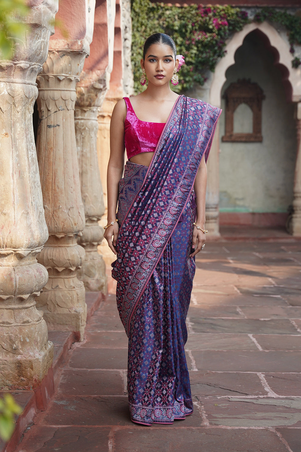 Azure Banarasi Saree - Smoky Blue