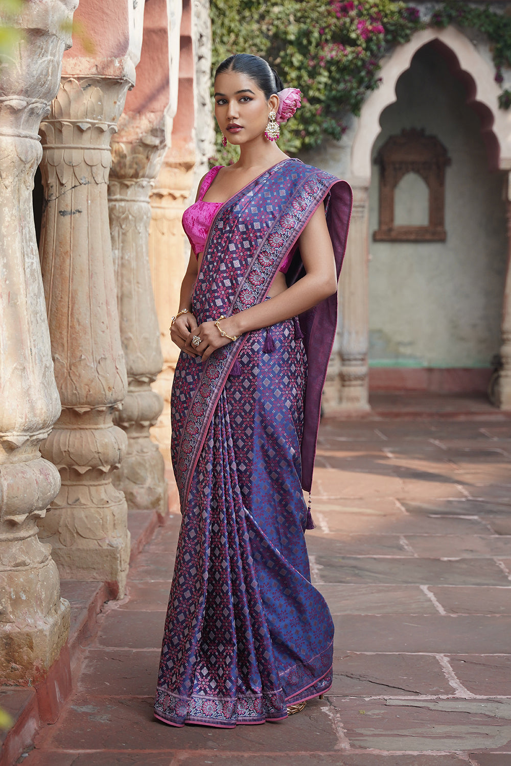 Azure Banarasi Saree - Smoky Blue