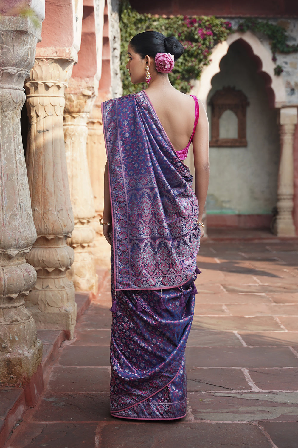Azure Banarasi Saree - Smoky Blue