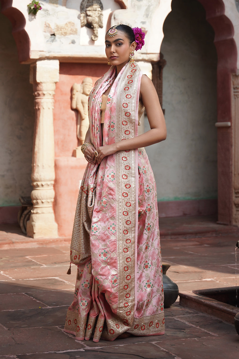 Livia Banarasi Saree - Blush