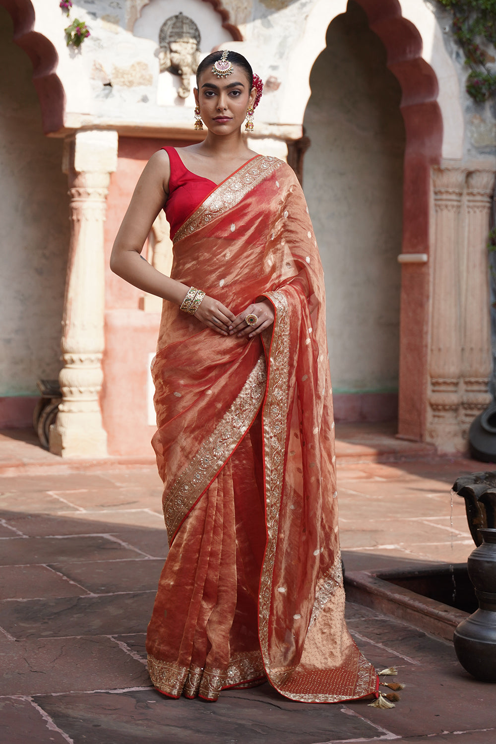 Ozara Banarasi Saree - Orange