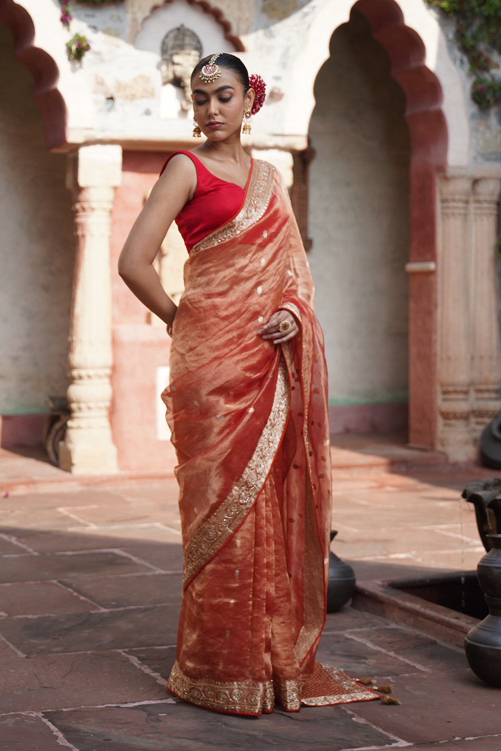 Ozara Banarasi Saree - Orange