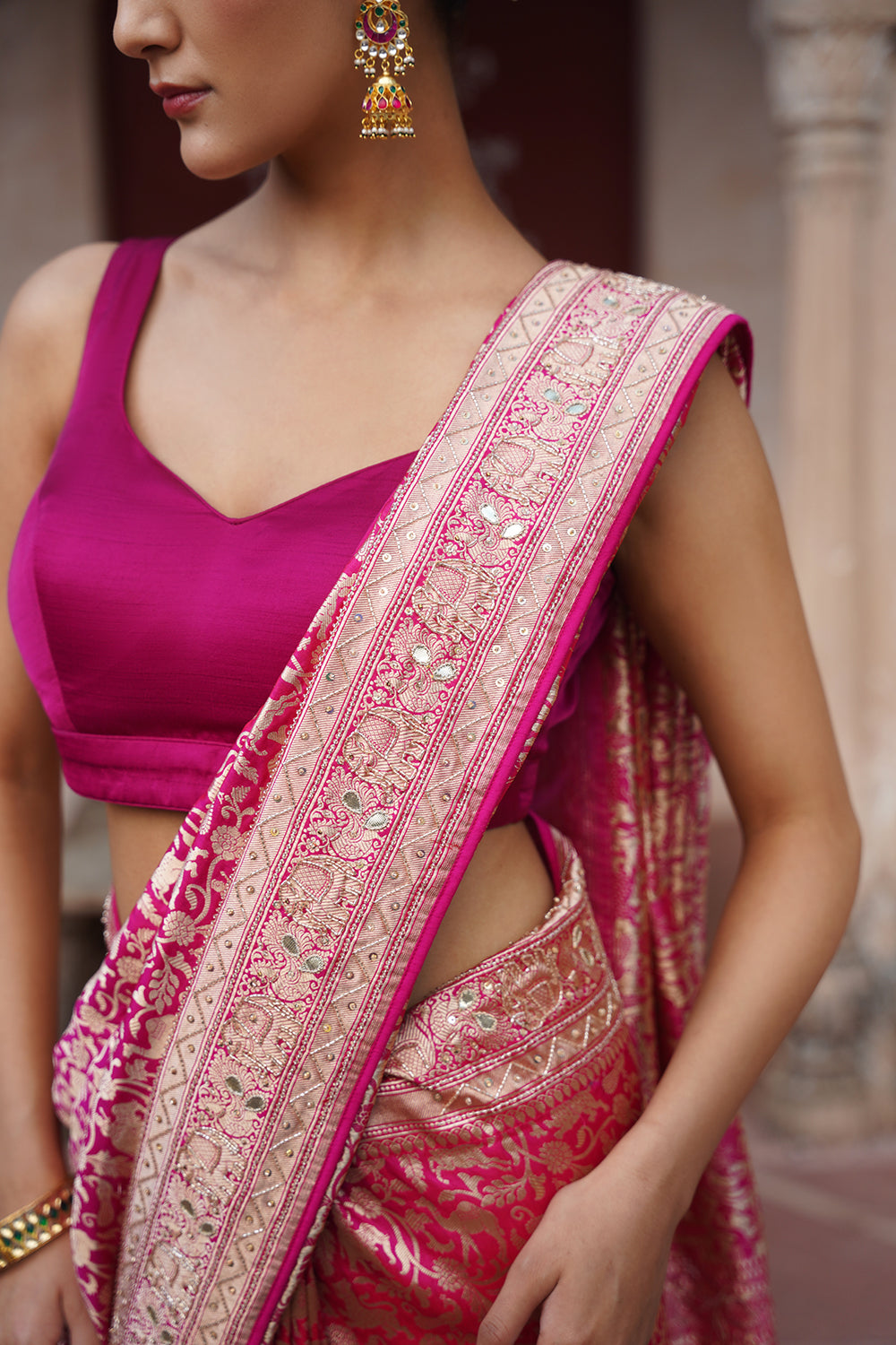 Pravi Banarasi Saree - Pink