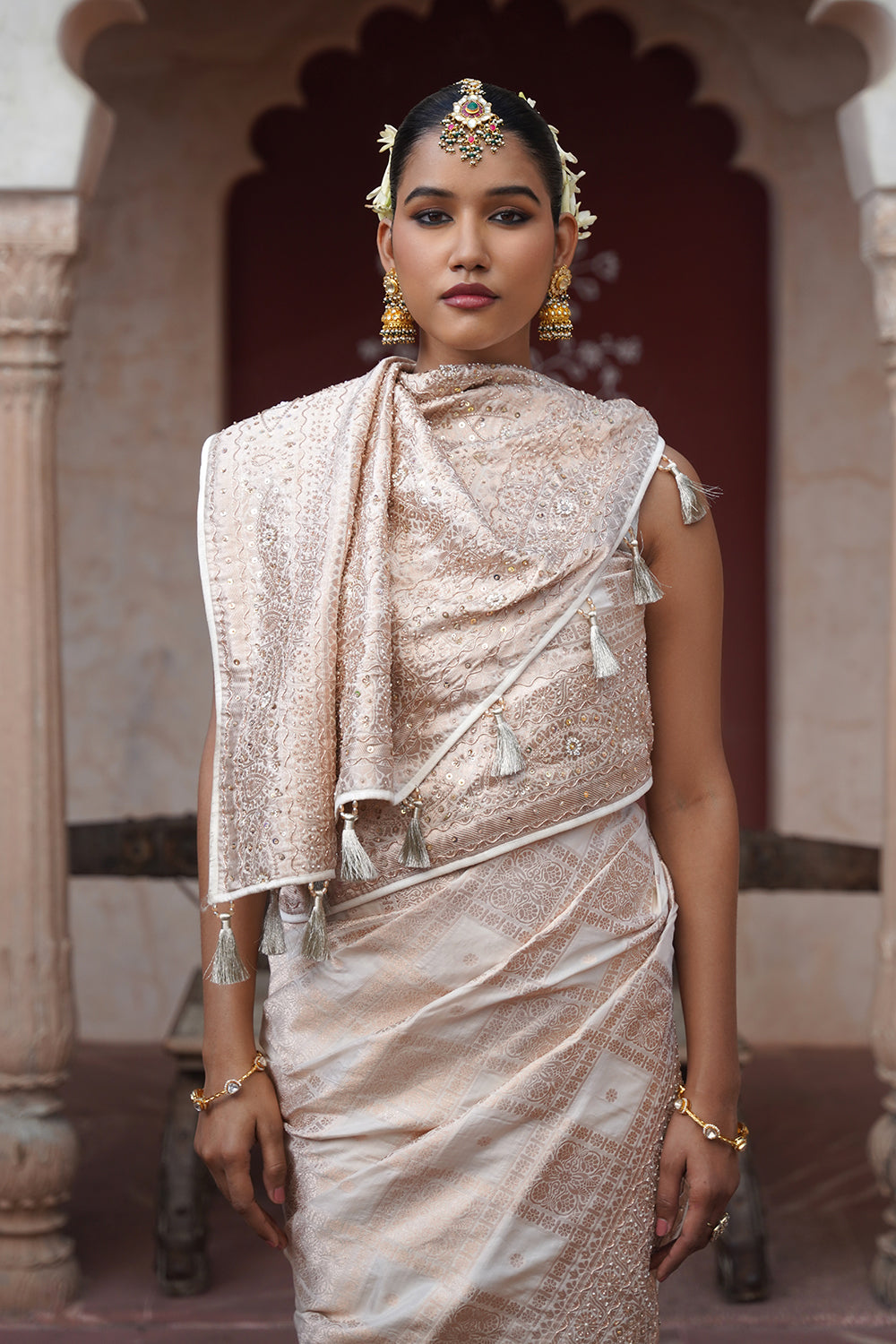 Zaria Banarasi Saree - Ivory