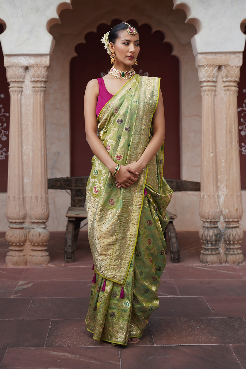Ziah Banarasi Saree - Green